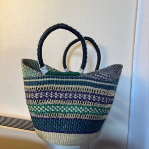 Panier artisanal bolga Marina avec anses en cuir