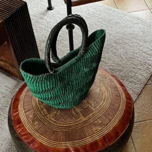 Panier artisanal bolga mimi avec anses en cuir
