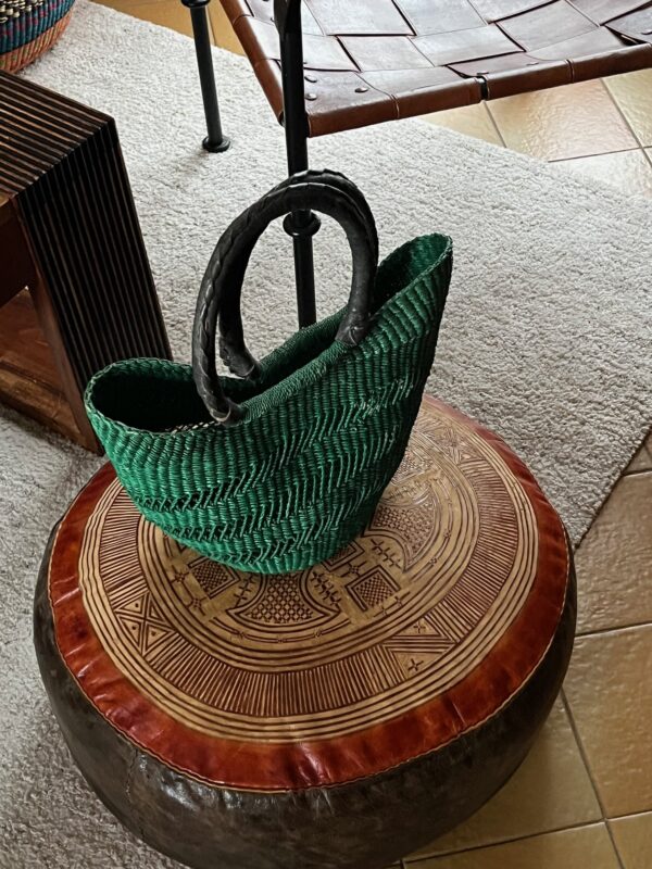 Panier artisanal bolga mimi avec anses en cuir