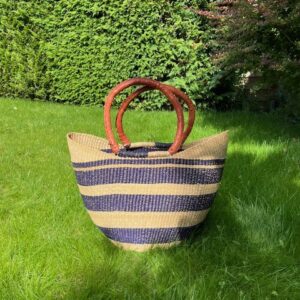 Panier artisanal bolga Faida 10 avec anses en cuir