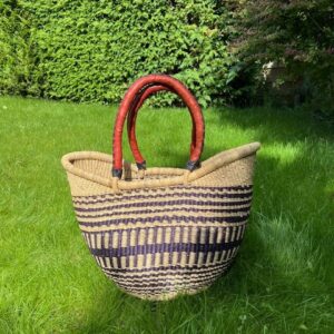 Panier artisanal bolga Faida 12 avec anses en cuir