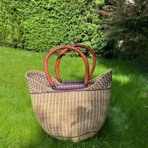Panier artisanal bolga Faida 13 avec anses en cuir