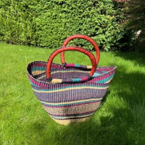 Panier artisanal bolga Faida 15 avec anses en cuir