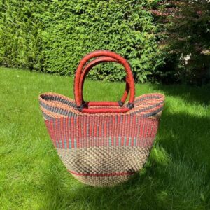 Panier artisanal bolga Faida 18 avec anses en cuir