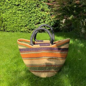 Panier artisanal bolga Faida 20 avec anses en cuir
