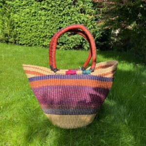 Panier artisanal bolga Faida 23 avec anses en cuir