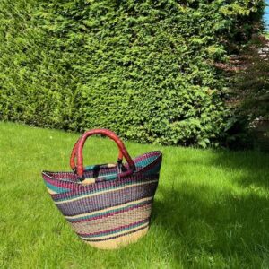 Panier artisanal bolga Faida 3 avec anses en cuir