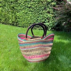 Panier artisanal bolga Faida 5 avec anses en cuir