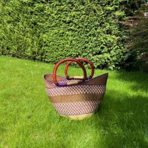 Panier artisanal bolga Faida 6 avec anses en cuir