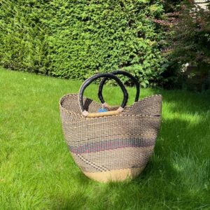 Panier artisanal bolga Faida 9 avec anses en cuir