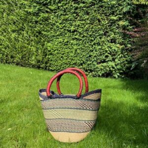 Panier artisanal bolga Faida 2 avec anses en cuir
