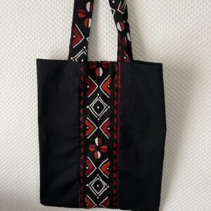 Tote bag  melange tissu motif bogolan et popeline 44cmX34cm