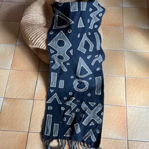 Echarpe bogolan- noir vert 100% coton  artisanale